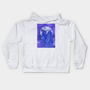 Moon glow dragon with moon by Renee Lavoie Kids Hoodie